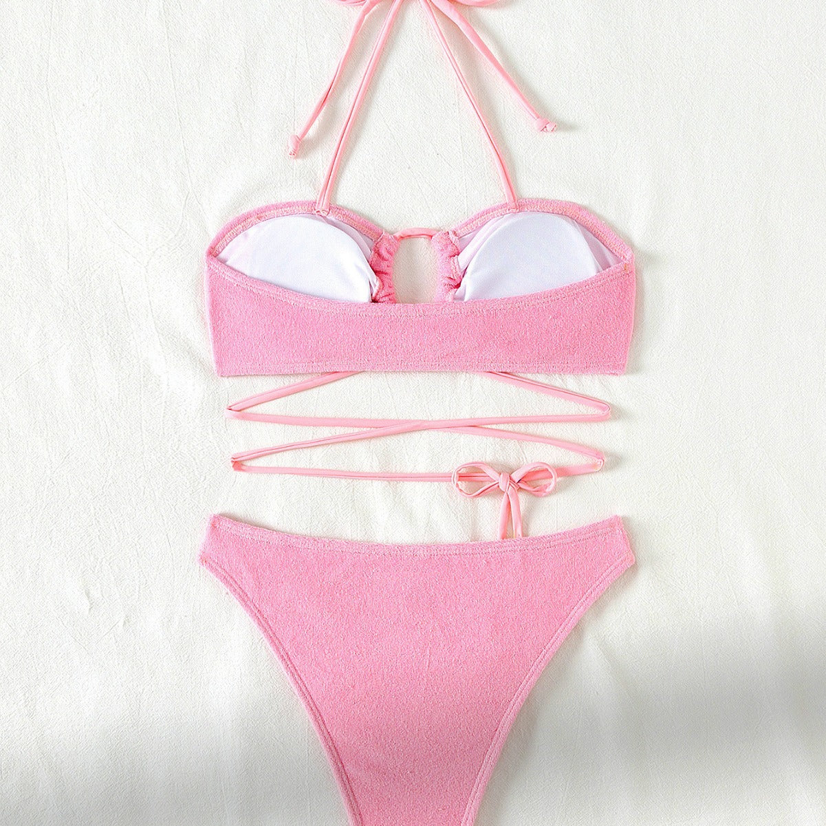 Split Swimsuit Women Hollow Out Cutout Sexy Bikini Triangle Two Piece Set Lace up Solid Color Bella Mia